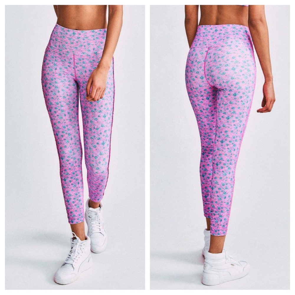 LoveShackFancy Pink Floral High-Rise Leggings